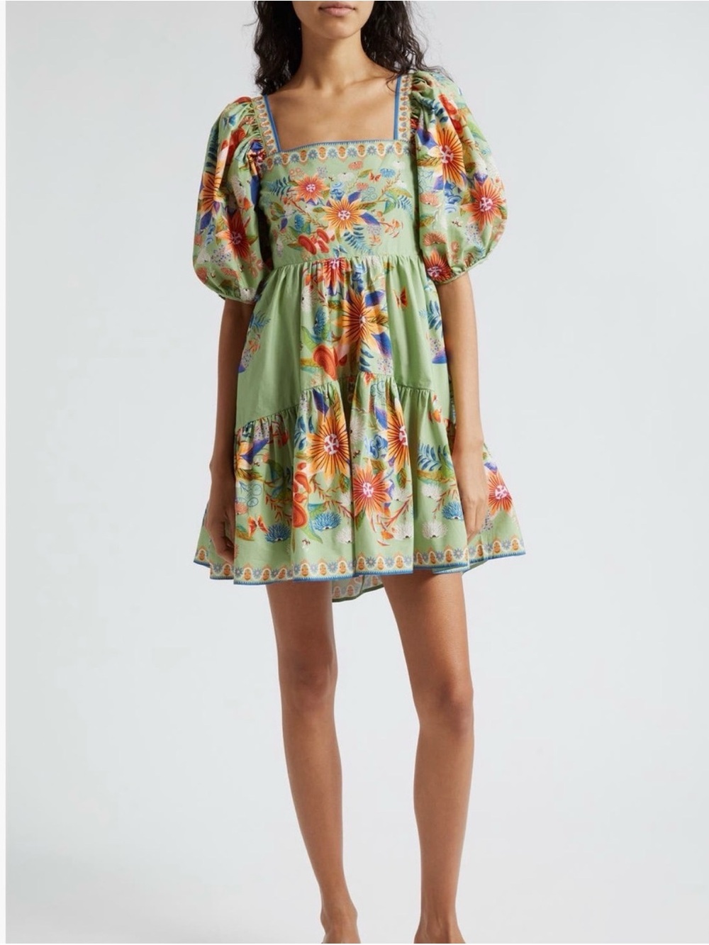 Farm Rio Green Bright Yard Mini Dress